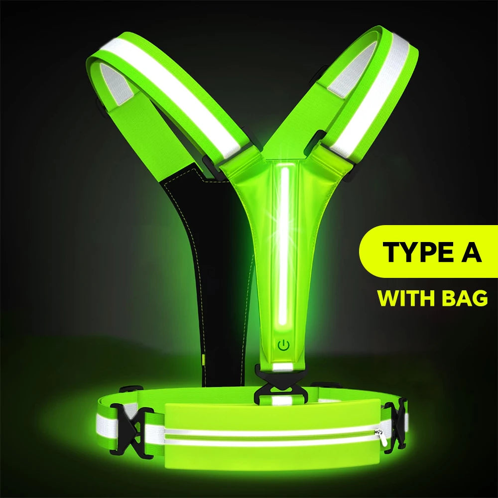 Gilet de course Étanche Réfléchissant LED Sécurité Nocturne