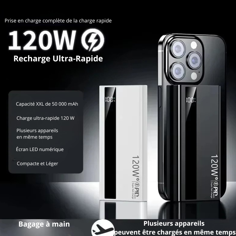 batterie externe haute capacite recharge ultra rapide 50000 mah 120w smartgadgets