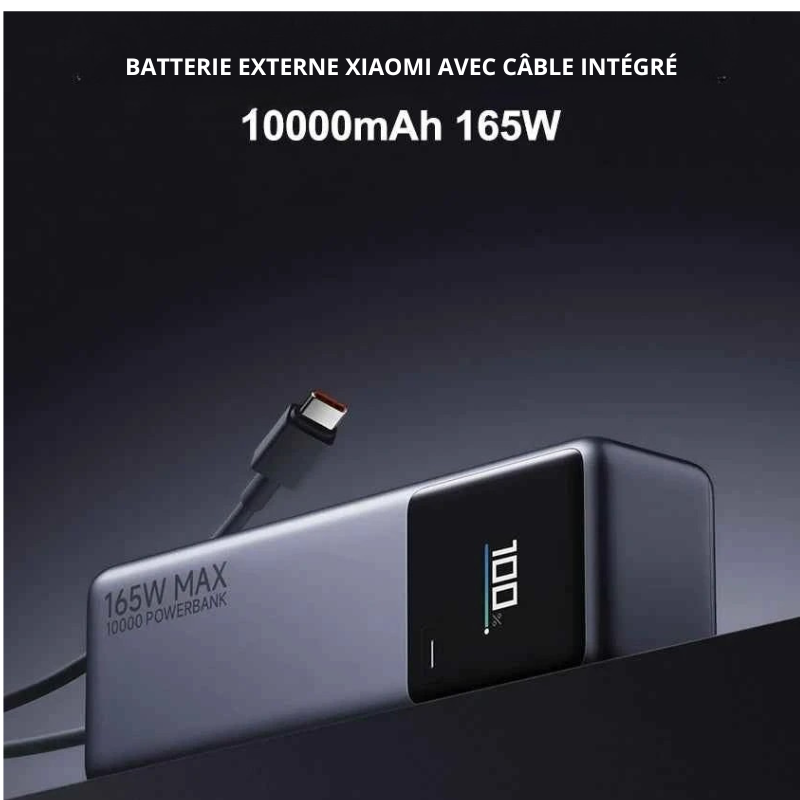 xiaomi batterie externe 165w 10000 pb1165mi cable USB C integre affichage led chargeur portable pour macbook iphone 15 xiaomi 14 pro