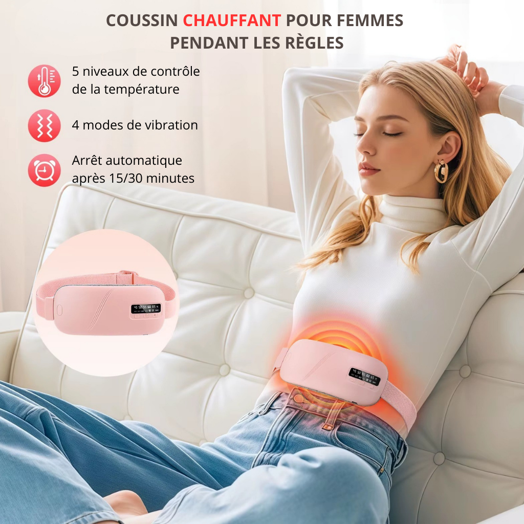 coussin chauffant crampes sans-fil portable liberte blanc boite regles