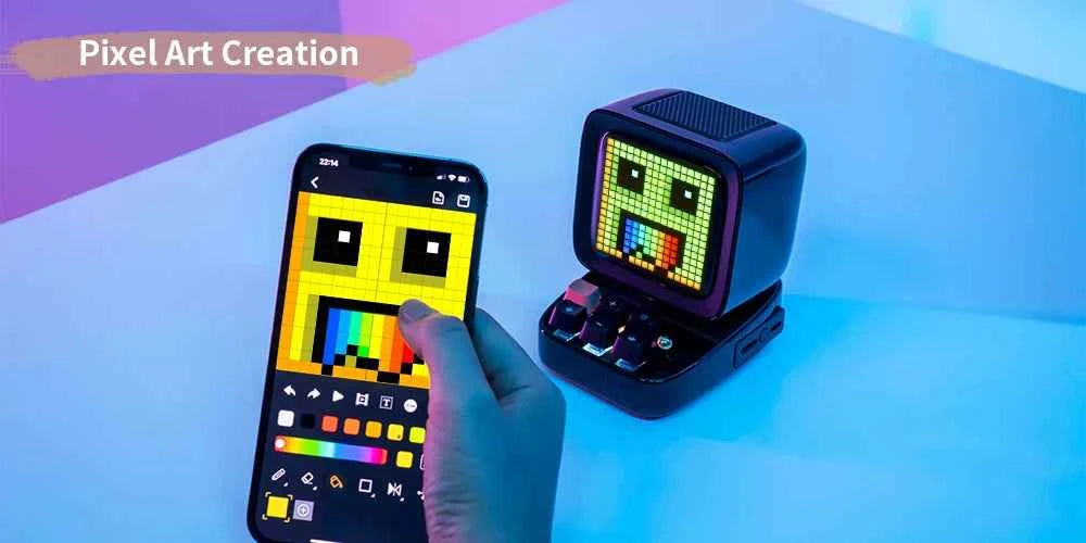 Divoom Ditoo – haut-parleur Portable Bluetooth rétro Pixel Art, alarme-réveil, panneau d'affichage LED, cadeau d'anniversaire, décoration de la maison
