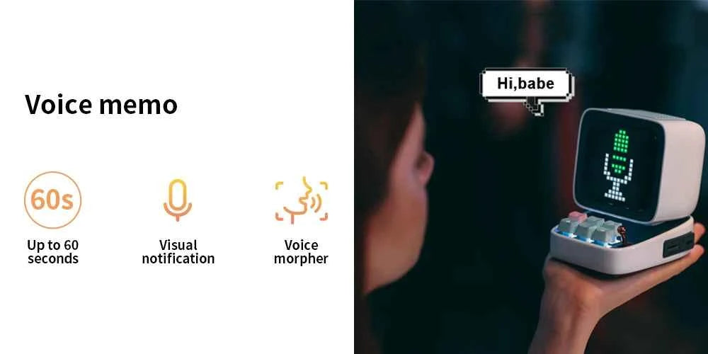 Divoom Ditoo – haut-parleur Portable Bluetooth rétro Pixel Art, alarme-réveil, panneau d'affichage LED, cadeau d'anniversaire, décoration de la maison