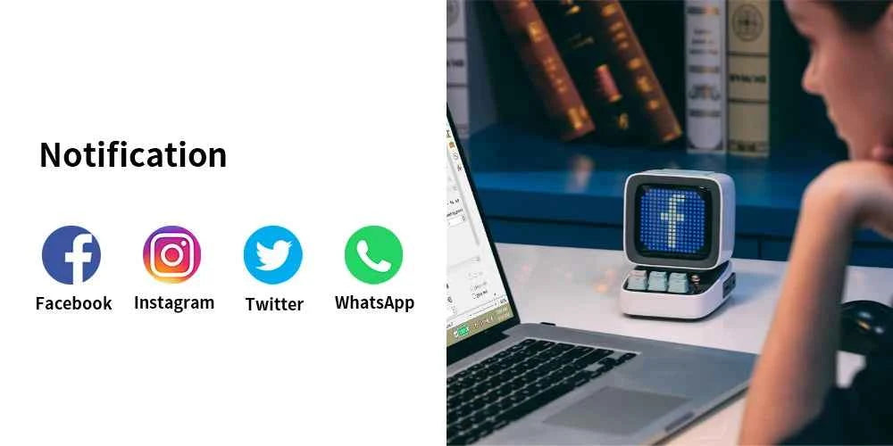 Divoom Ditoo – haut-parleur Portable Bluetooth rétro Pixel Art, alarme-réveil, panneau d'affichage LED, cadeau d'anniversaire, décoration de la maison