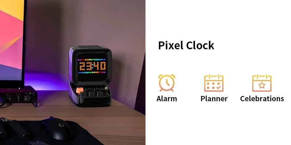 Divoom Ditoo – haut-parleur Portable Bluetooth rétro Pixel Art, alarme-réveil, panneau d'affichage LED, cadeau d'anniversaire, décoration de la maison