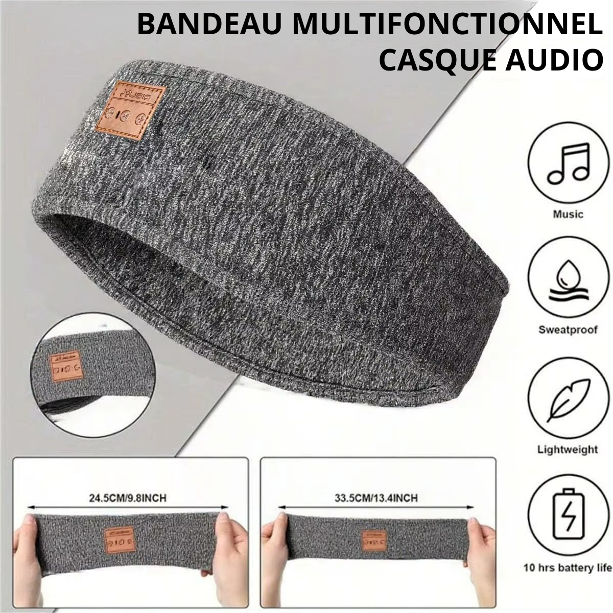ecouteurs sans fil Bluetooth bandeau de couchage sport hapeau musique