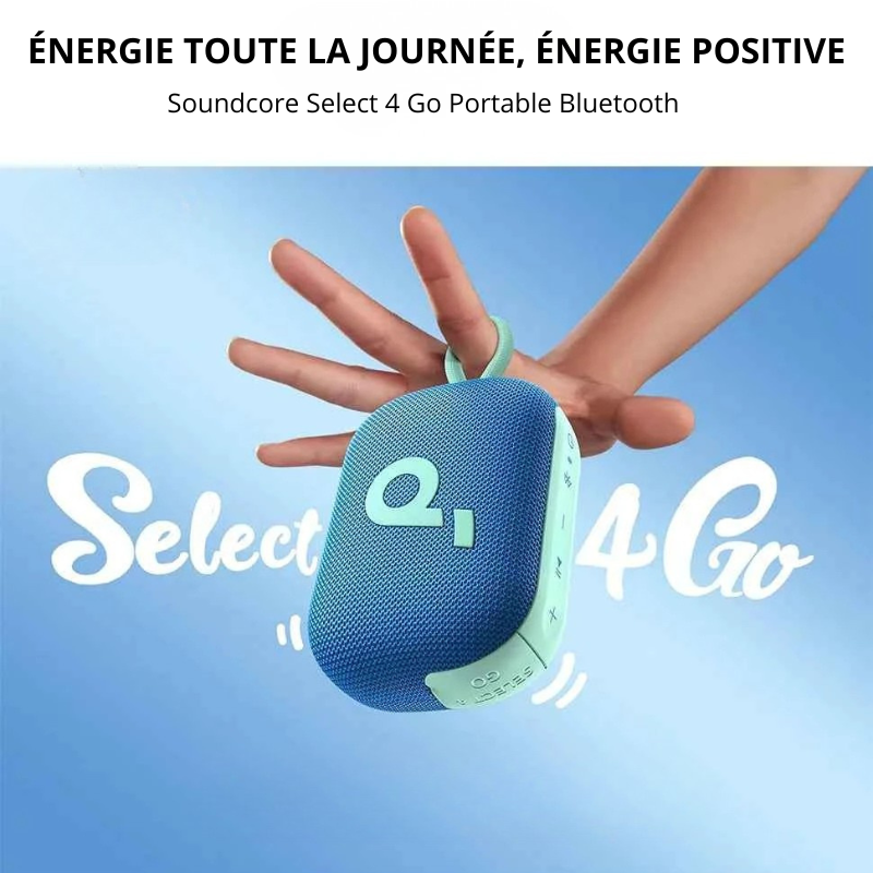 Soundcore Select Haut-parleur Bluetooth 4 Go, ultra portable, jusqu'à 20 heures de lecture, étanche IP67 et anti-poussière