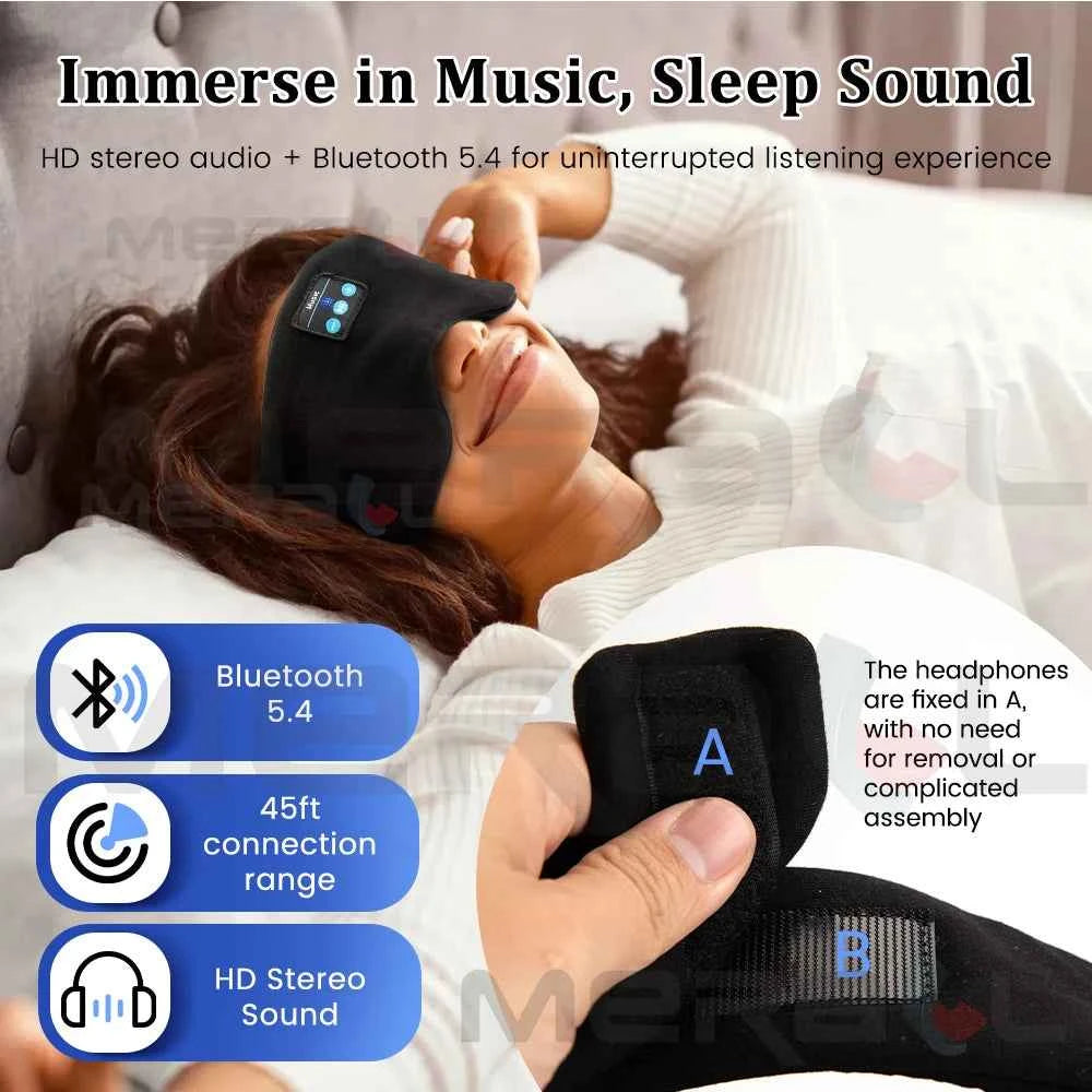 Casque Bluetooth masque pour le sommeil voyage masque de sommeil portable jeu de musique casque de sommeil réglable masque pour les yeux de musique pour le sommeil