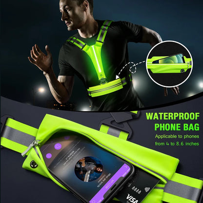 Gilet de course Étanche Réfléchissant LED Sécurité Nocturne