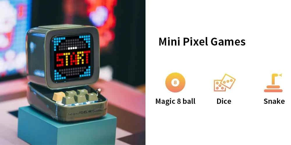 Divoom Ditoo – haut-parleur Portable Bluetooth rétro Pixel Art, alarme-réveil, panneau d'affichage LED, cadeau d'anniversaire, décoration de la maison