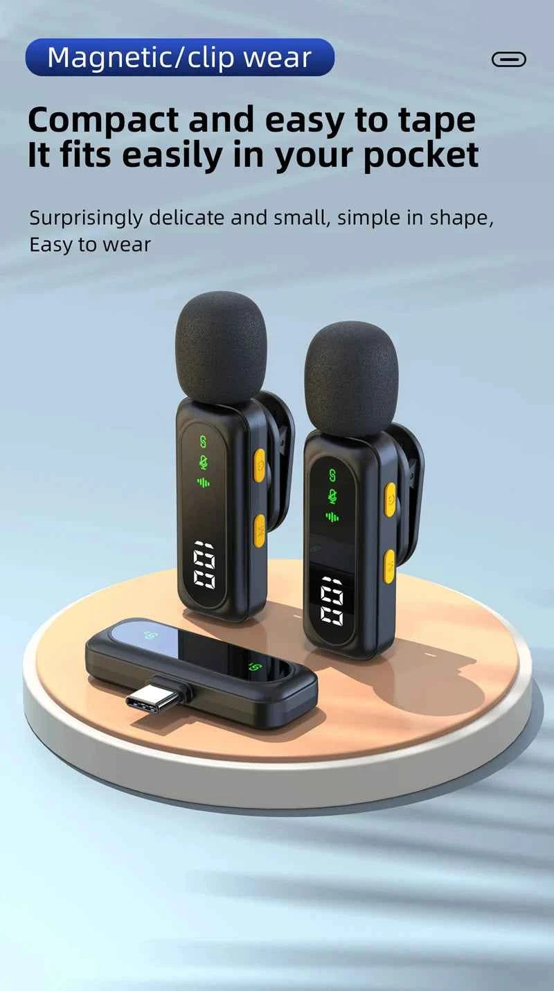 Microphone Lavalier magnétique sans fil, Portable, réduction du bruit, enregistrement Audio, type-c, pour iPhone15 16, Android, PC en direct