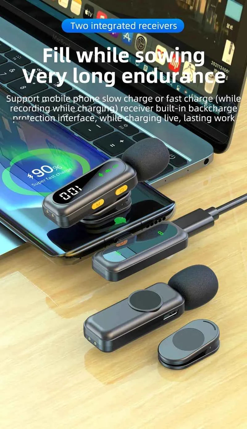Microphone Lavalier magnétique sans fil, Portable, réduction du bruit, enregistrement Audio, type-c, pour iPhone15 16, Android, PC en direct