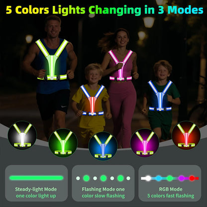 Gilet de course Étanche Réfléchissant LED Sécurité Nocturne