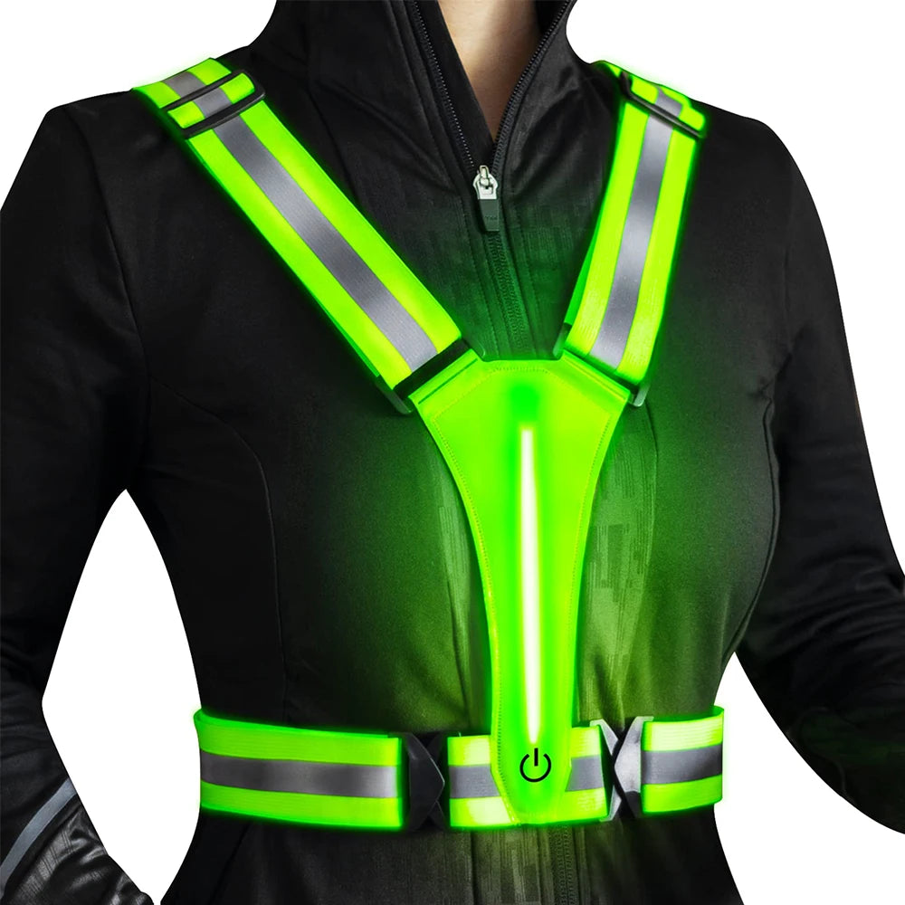 Gilet de course Étanche Réfléchissant LED Sécurité Nocturne