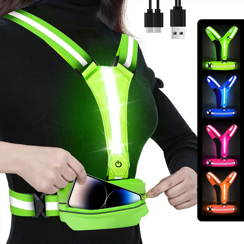 Gilet de course Étanche Réfléchissant LED Sécurité Nocturne