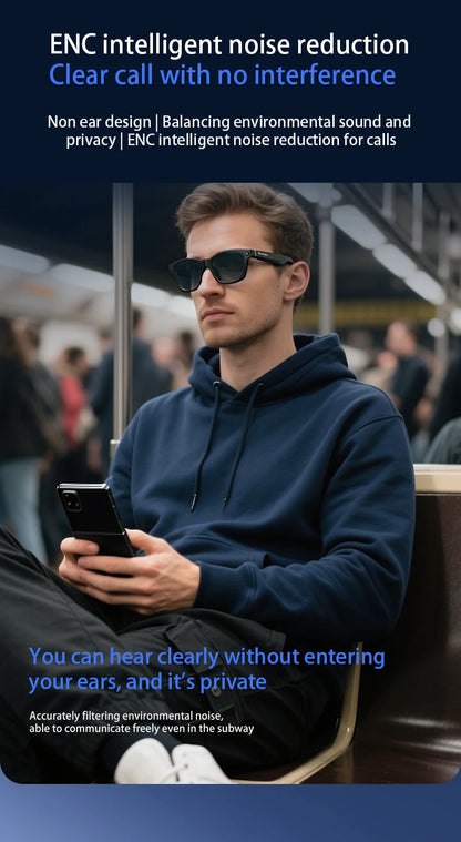 Blackview BV100 Lunettes intelligentes Bluetooth AI avec caméra d'enregistrement vidéo 8MP, lunettes de soleil avec traduction en temps réel, WiFi et BT 5.4