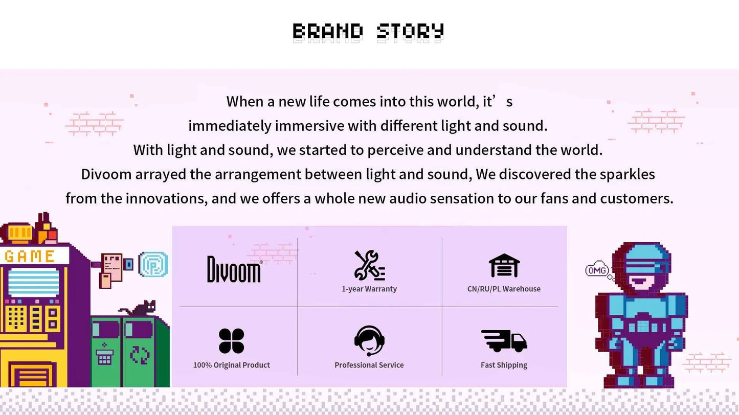 Divoom Ditoo – haut-parleur Portable Bluetooth rétro Pixel Art, alarme-réveil, panneau d'affichage LED, cadeau d'anniversaire, décoration de la maison