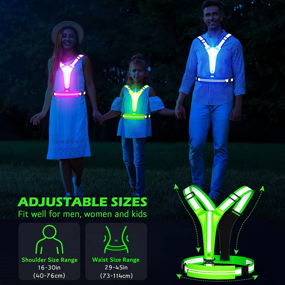 Gilet de course Étanche Réfléchissant LED Sécurité Nocturne