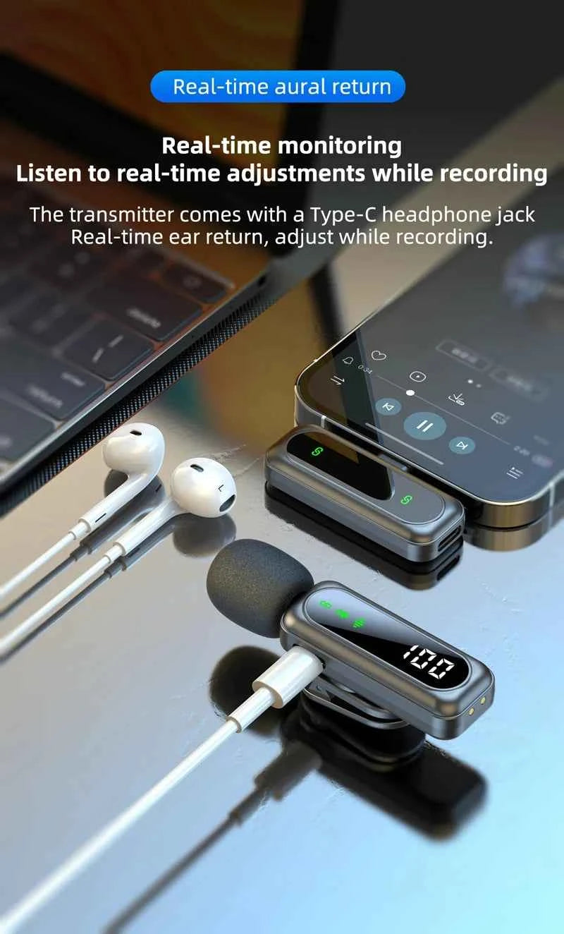 Microphone Lavalier magnétique sans fil, Portable, réduction du bruit, enregistrement Audio, type-c, pour iPhone15 16, Android, PC en direct