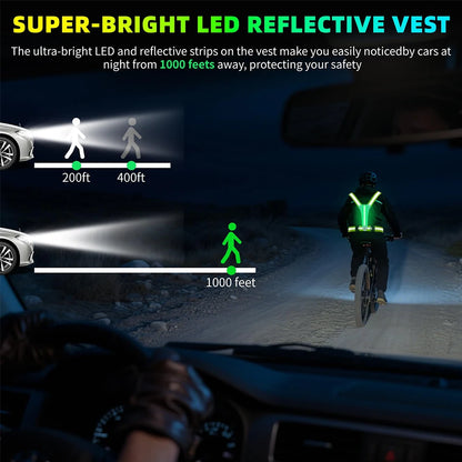 Gilet de course Étanche Réfléchissant LED Sécurité Nocturne