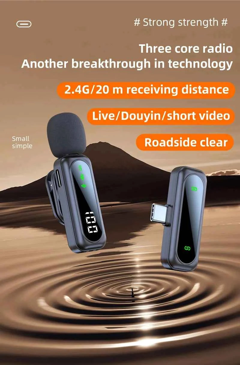 Microphone Lavalier magnétique sans fil, Portable, réduction du bruit, enregistrement Audio, type-c, pour iPhone15 16, Android, PC en direct