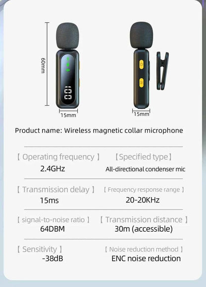 Microphone Lavalier magnétique sans fil, Portable, réduction du bruit, enregistrement Audio, type-c, pour iPhone15 16, Android, PC en direct