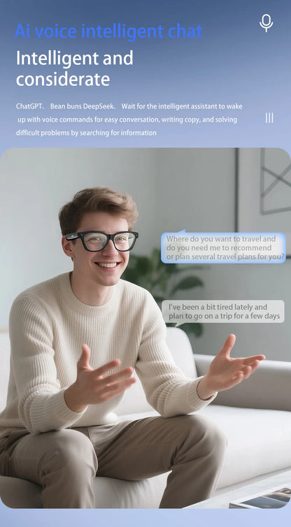 Blackview BV100 Lunettes intelligentes Bluetooth AI avec caméra d'enregistrement vidéo 8MP, lunettes de soleil avec traduction en temps réel, WiFi et BT 5.4