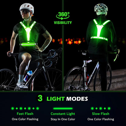 Gilet de course Étanche Réfléchissant LED Sécurité Nocturne