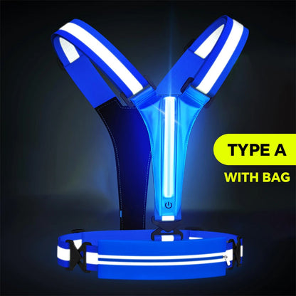 Gilet de course Étanche Réfléchissant LED Sécurité Nocturne