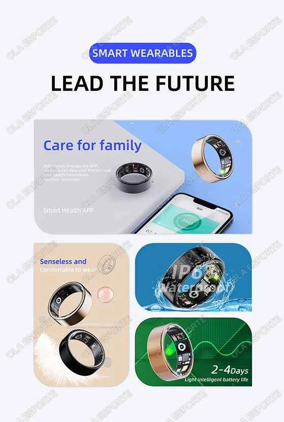 Anneau intelligent 2025 Smartring surveillance de la santé IP68 étanche Modes multi-sports Bluetooth traqueur de sommeil doigt smartring pour hommes