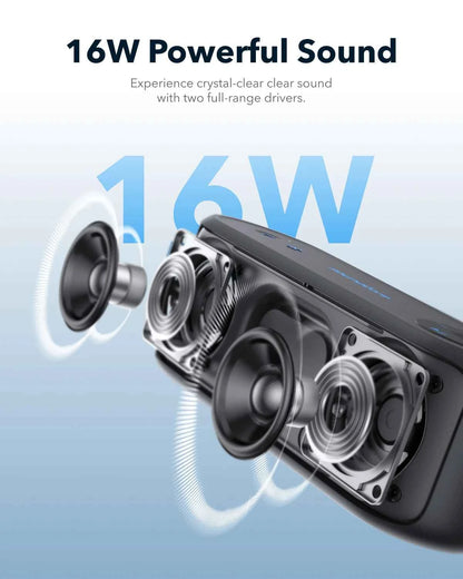 Soundcore Select 3 Haut-parleur extérieur, 16 W, technologie BassUp, autonomie de 20 heures, étanche IPX7