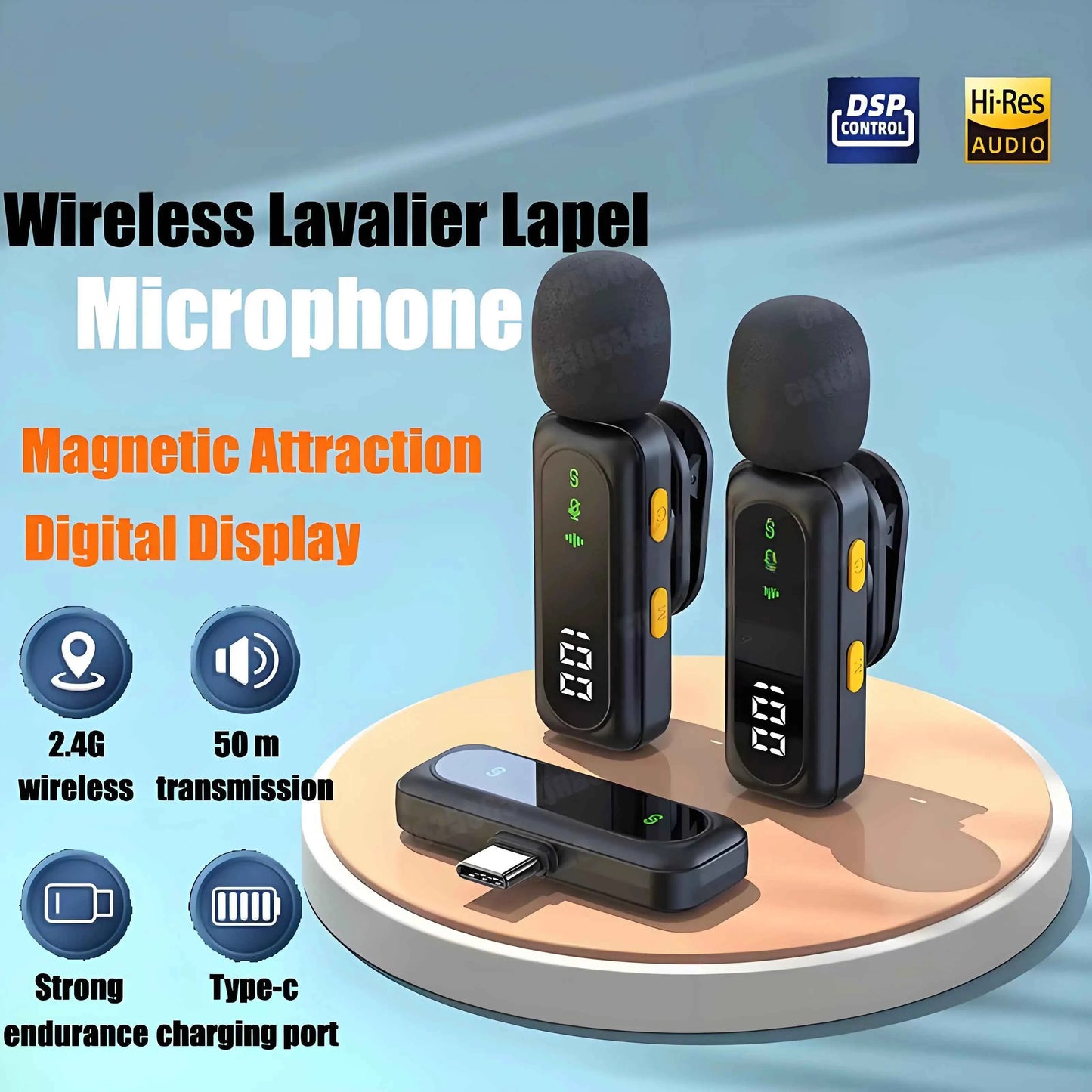 Microphone Lavalier magnétique sans fil, Portable, réduction du bruit, enregistrement Audio, type-c, pour iPhone15 16, Android, PC en direct