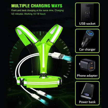 Gilet de course Étanche Réfléchissant LED Sécurité Nocturne