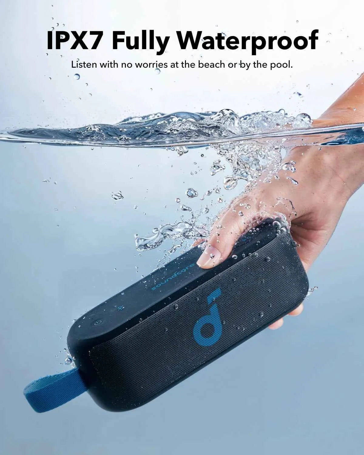 Soundcore Select 3 Haut-parleur extérieur, 16 W, technologie BassUp, autonomie de 20 heures, étanche IPX7