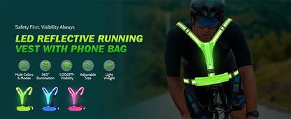 Gilet de course Étanche Réfléchissant LED Sécurité Nocturne