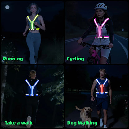 Gilet de course Étanche Réfléchissant LED Sécurité Nocturne