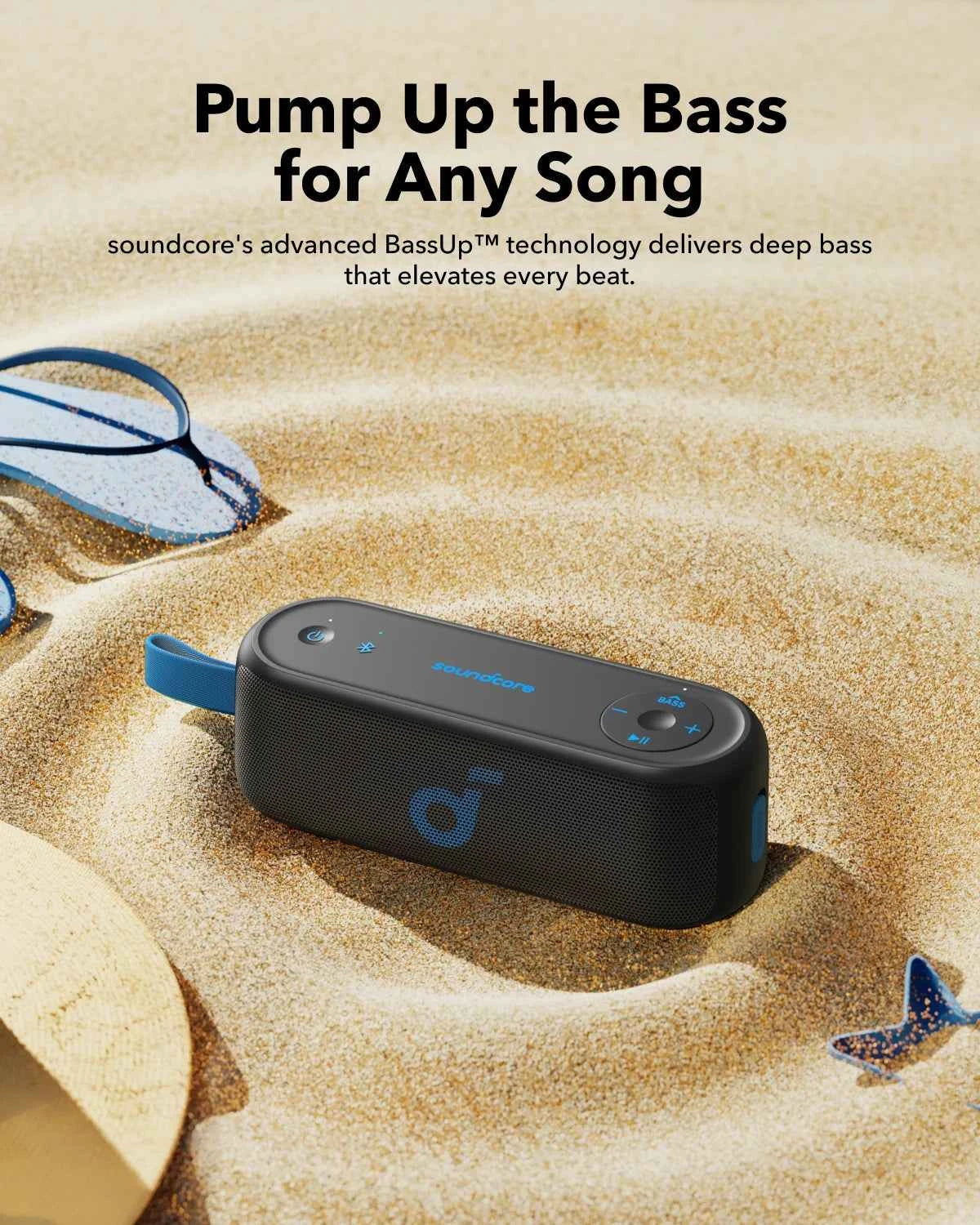 Soundcore Select 3 Haut-parleur extérieur, 16 W, technologie BassUp, autonomie de 20 heures, étanche IPX7