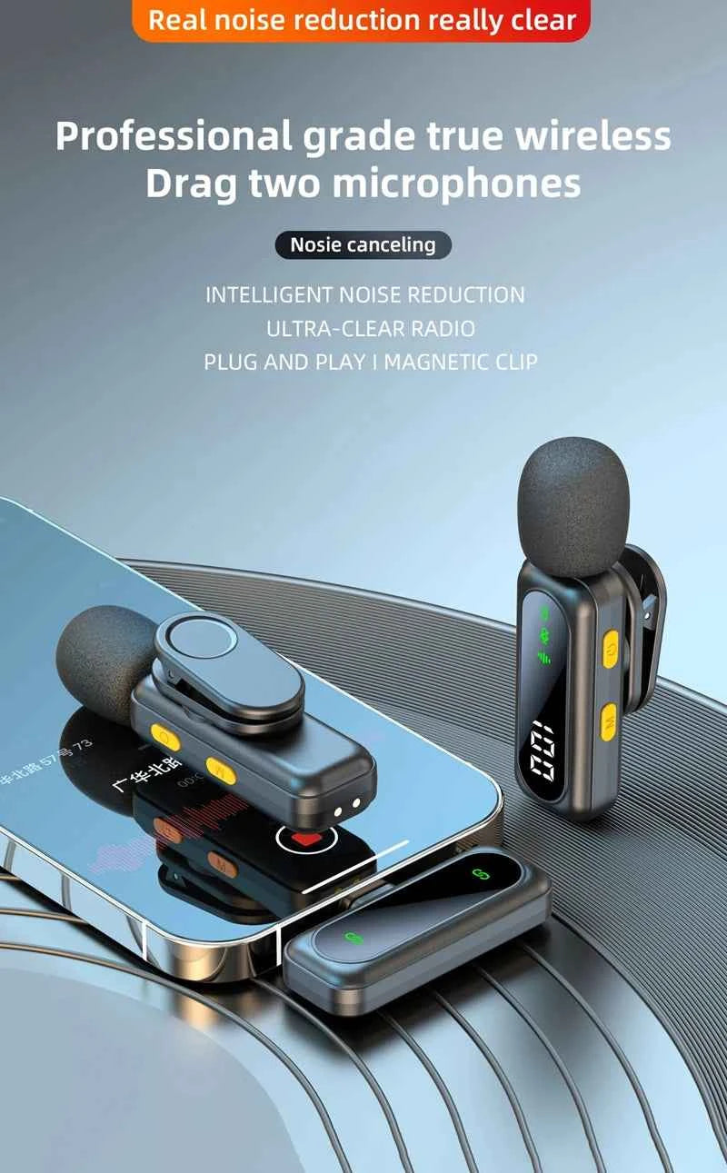Microphone Lavalier magnétique sans fil, Portable, réduction du bruit, enregistrement Audio, type-c, pour iPhone15 16, Android, PC en direct