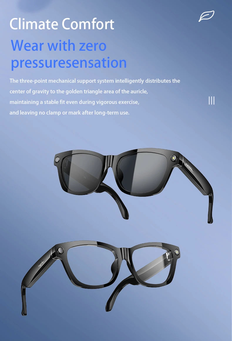 Blackview BV100 Lunettes intelligentes Bluetooth AI avec caméra d'enregistrement vidéo 8MP, lunettes de soleil avec traduction en temps réel, WiFi et BT 5.4