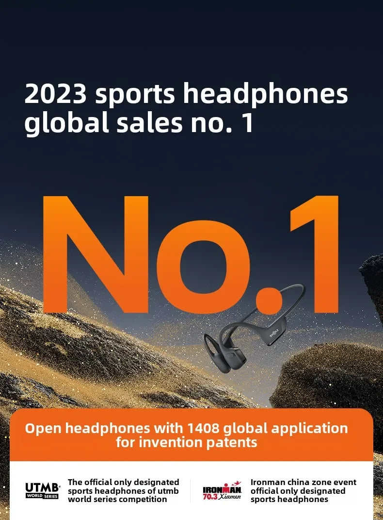 SHOKZ OpenRun Pro 2 Bone Conduction Bluetooth Headphones - Clear Sound and Optimal Comfort