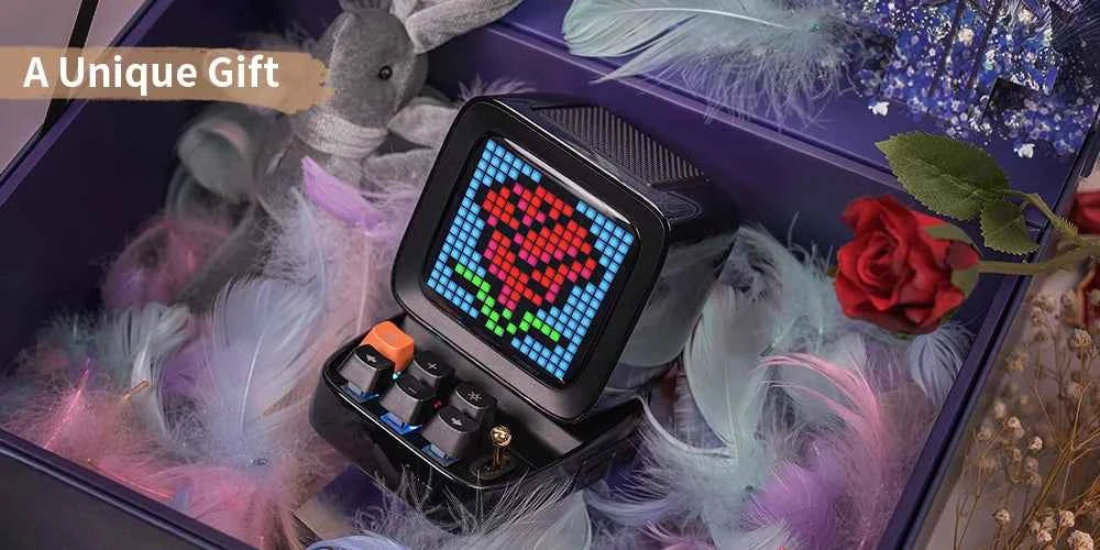 Divoom Ditoo – haut-parleur Portable Bluetooth rétro Pixel Art, alarme-réveil, panneau d'affichage LED, cadeau d'anniversaire, décoration de la maison