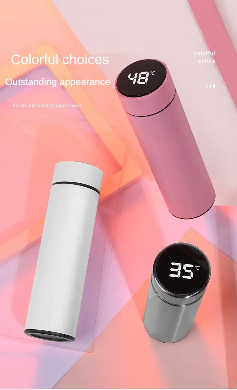 thermos intelligent inoxidable affichage numerique led bouteille tasse acier 3 variants