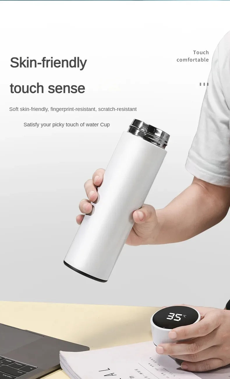 thermos intelligent inoxidable affichage numerique led bouteille tasse acier 3 variants sealing real material 360 touch sense