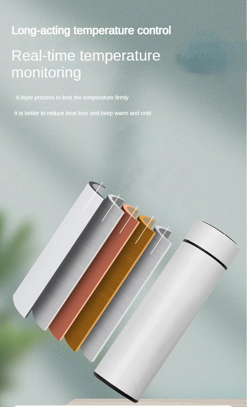 thermos intelligent inoxidable affichage numerique led bouteille tasse acier 3 variants sealing real material monitoring
