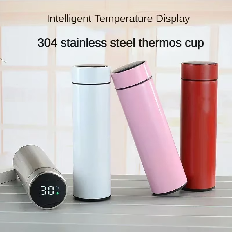 thermos intelligent inoxidable affichage numerique led bouteille tasse acier 3 variants sealing real material 360 touch sense