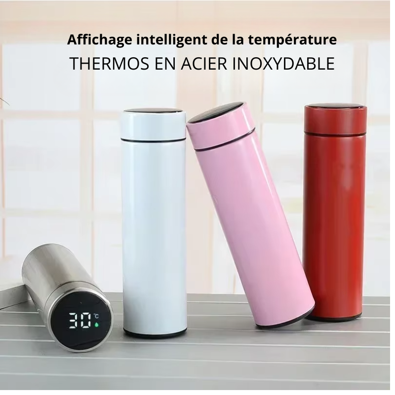 thermos intelligent inoxidable affichage numerique led bouteille tasse acier