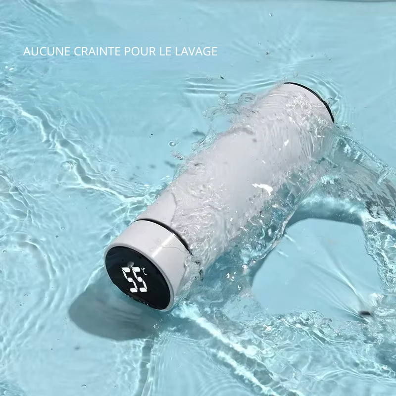 thermos intelligent inoxidable affichage numerique led bouteille tasse acier lavage 2