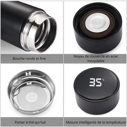 thermos intelligent inoxidable affichage numerique led bouteille tasse