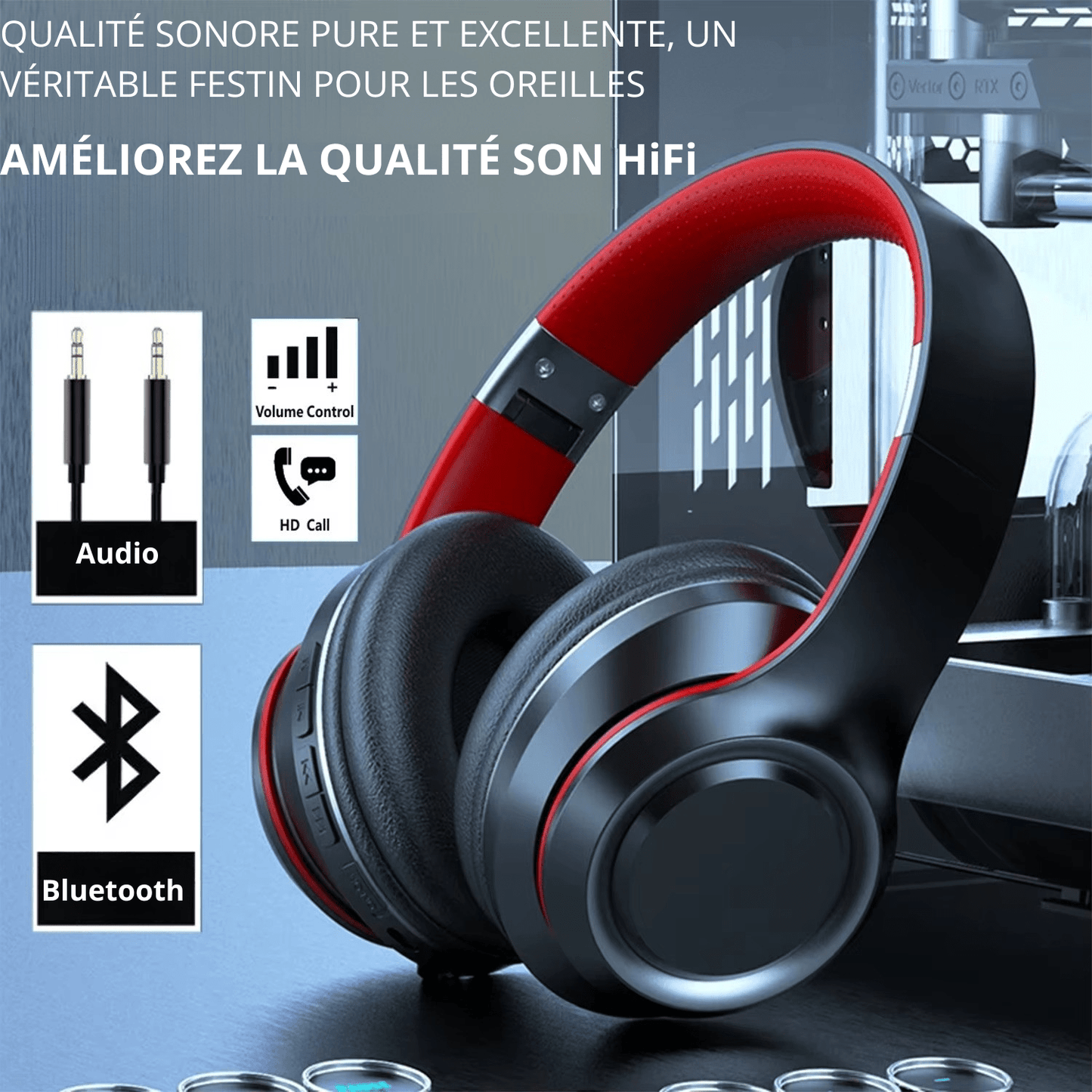 Écouteurs Bluetooth sans fil Lenovo avec micro, carte TF et écran LED - SoundFlex - LENOVO - SmartGadgets