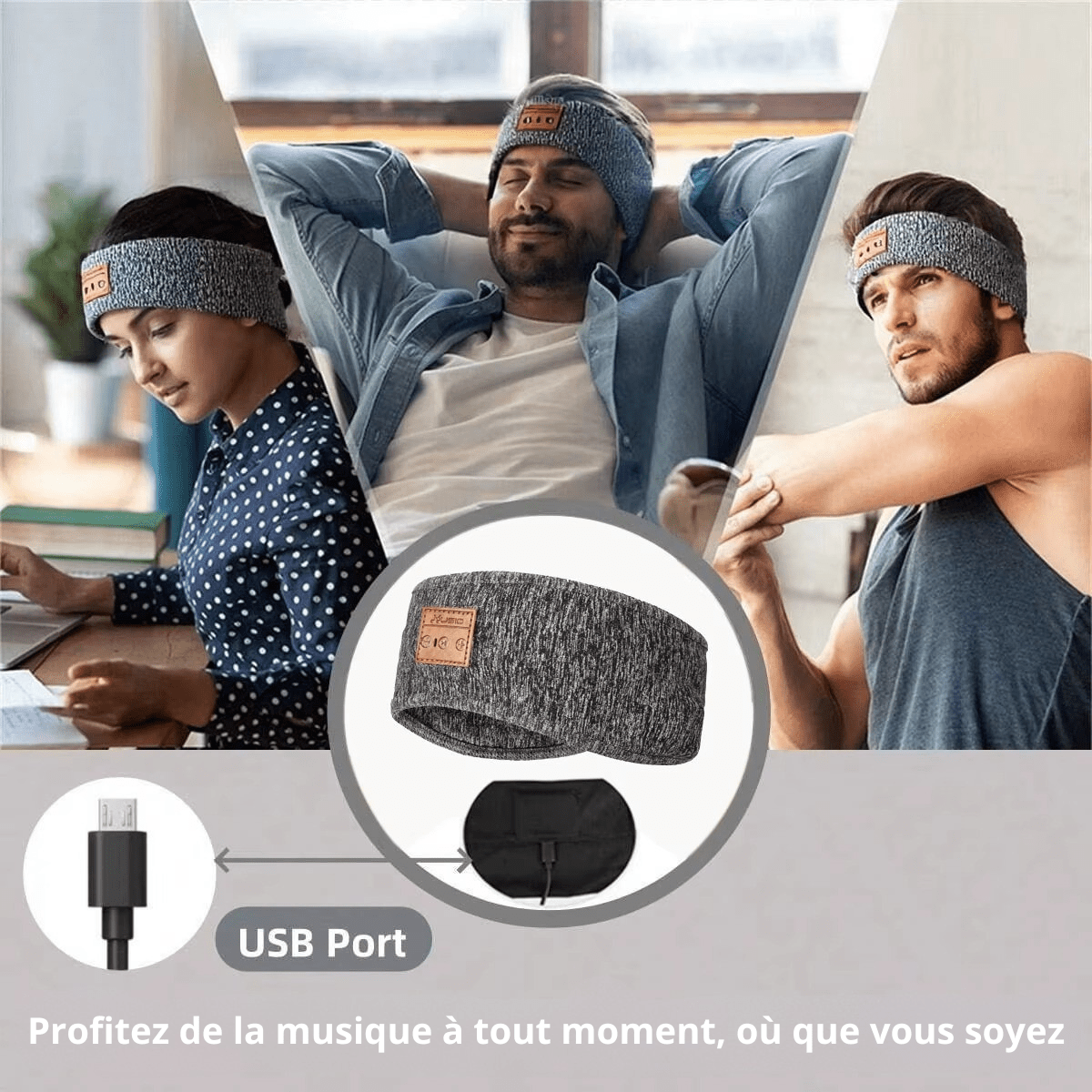 Écouteurs sans - fil Bluetooth bandeau de couchage – Casque musical doux et élastique avec masque - SmartGadgets
