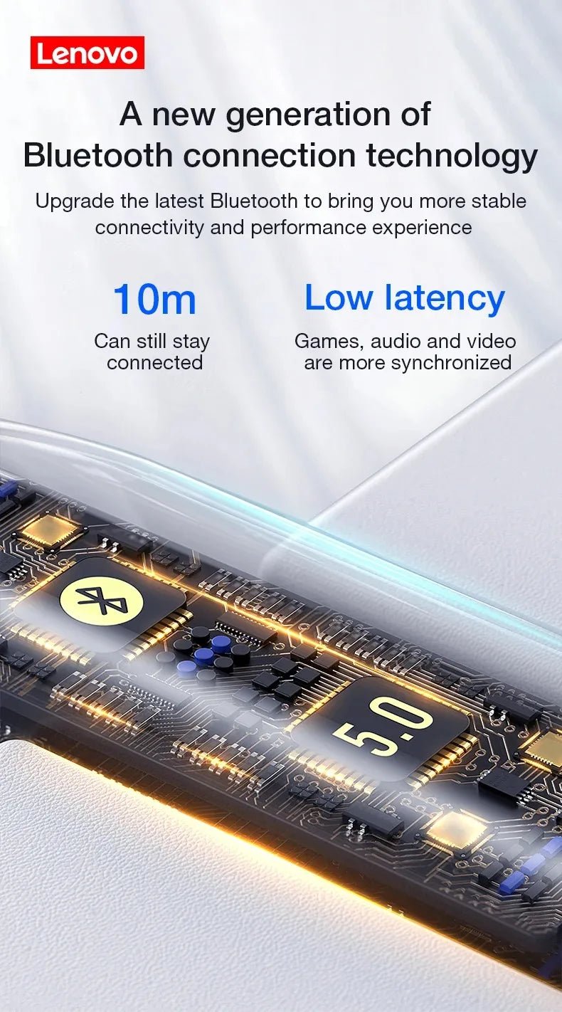 Écouteurs sans fil Lenovo HT38 TWS Bluetooth avec micro, étanches et idéaux pour le sport, compatibles iPhone et Xiaomi - SmartGadgets